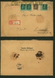 Bayern Mi # 77 (3) und Mi # 80 auf Einschreiben Wasserburg Blanko-R-Zettel (41341)