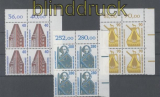 Bund Mi # 1379/81 postfrisch Sehenswrdigkeiten 4er-Blcke Eckrand oben rechts (35682)