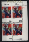 Bund Mi #  823 III postfrisch Kirchner Plattenfehler Strich am Rand Eckrand-4er-Block (29648)