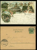 Kyffhser farb-Litho-AK Gruss vom ........ 5 Ansichten Bahnpost 1896 (d5914)