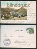 Altenahr farb-AK und Ruine mit Bahnhof 1903 Bahnpost (d4803)