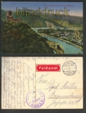 Burg Lahneck farb-AK mit Niederlahnstein 1916 (d4067)