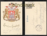 HAMBURG farb-Prge-AK Gruss aus ..... Wappen Hamburg 1901 (d7334)