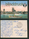 Cln farb-AK Rheinpanorama Feldpost 1915 (d5152)