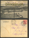 Ruhrort Duisburg sw-AK Blick ber Hafen + Rhein 1905 (d4635)