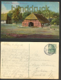 Gnne farb-AK Alter Bauernhof Lneburger Heide 1908 (d4196)