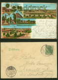 MUNSTER farb-Litho-AK Gruss vom Truppenbungsplatz 7 Ansichten 1903 (d5935)