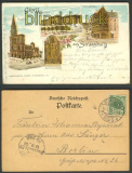 Strassburg farb-Litho-AK 4 Ansichten 1899  (d3420)