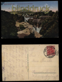 Bad Salzbrunn farb-AK Kurpromenade mit Elisenhalle 1921 (d5815)