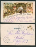 Ebernburg farb-Litho-AK Gruss aus dem Sickinger Weinkeller 1897 (d5021)