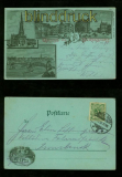 DSSELDORF sw-Litho-AK Gruss aus ..... Mondscheinkarte vier Ansichten 1898 (d6609)