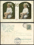 Kleiner Junge auf dem Tpfchen farb-AK Bad Ischl 1906 (d4570)
