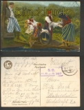 Polnische Typen farb-AK Lustige Wscherinnen Feldpost 1917 (a0721)