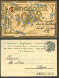 Neujahrskarte 1902 farb-Präge-AK Berlin 31.12.1901 (d3503)