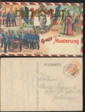Militaria farb-AK Gruss von der Musterung Rckers 1917 (d7438)