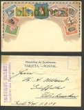 Guatemala farb-Präge-AK Briefmarkenmotive 1908 (a0827)