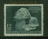 dt. Reich Mi # 812 IV Heldengedenktag postfrisch Plattenfehler (42351)