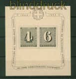 Schweiz Mi # Block  8 100 Jahre Schweizer Briefmarken postfrisch (42545)