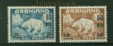 Grnland Mi # 37/38 postfrisch Aufdruckmarken Eisbr (42532)