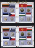 UNO Wien 3 x Mi # 691/98 Klbg. Flaggen und Mnzen postfrisch und 1 x gestempelt (29764)