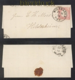 dt. Reich Mi #  19 L 14 EF Wiesbaden 22.10.1873 nach Hildesheim 1873 (46023)