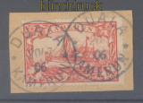 Kamerun Mi # 16 gestempelt Duala 20.07.1906 auf Briefstck signiert (46528)