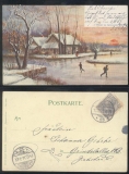 Winter im Spreewald farb-AK Knstlerkarte Hamburg 1901 (d7555)