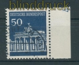 Bund Mi #  509 DZ gestempelt 50 Pfg. Brandenburger Tor mit Druckerzeichen 4 (24884)
